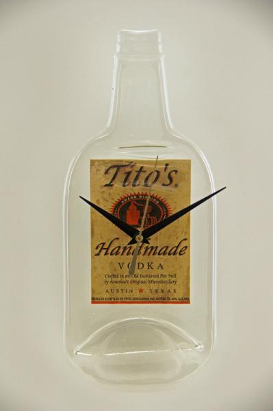 Recycled 750ml Tito's Vodka Bottle Clock