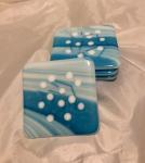 Wavy blue/white coasters