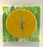 Marigold on Green Streaky Clock