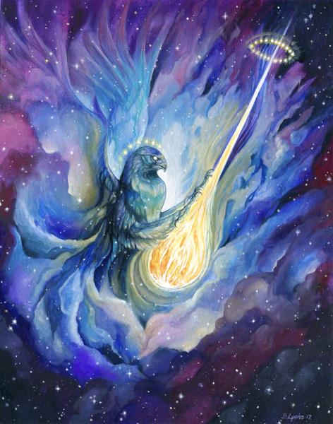 Ace of Swords - Print - Fantasy Bird in Space