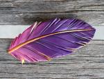 Purple Phoenix Leather Feather Barrette - 4 inches