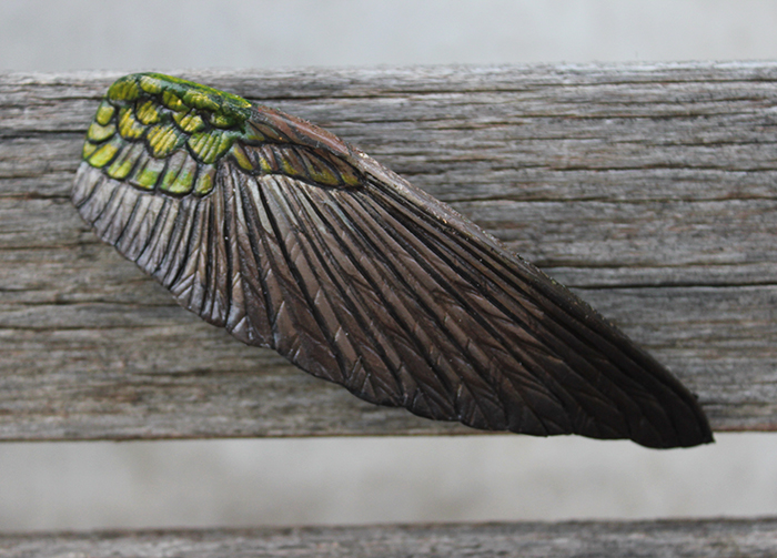 Hummingbird Wing Leather Barrette - 4 inches picture