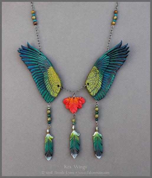 Kea Wings - Leather Necklace with Beads