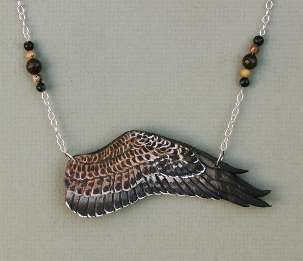 Mississippi Kite Leather Wing Necklace