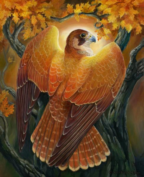 Voice of Autumn Light - Fantasy Falcon Print