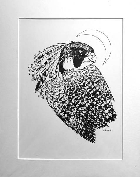 Falcon Moon Studio Logo - Original Ink Drawing picture