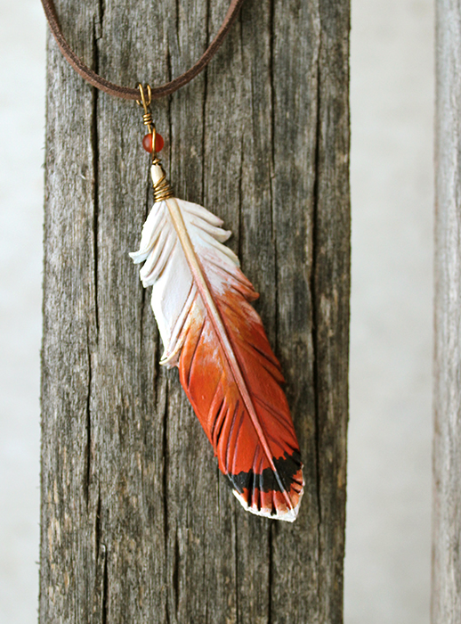 Red-Tailed Hawk - 3 inch Leather Feather Necklace picture