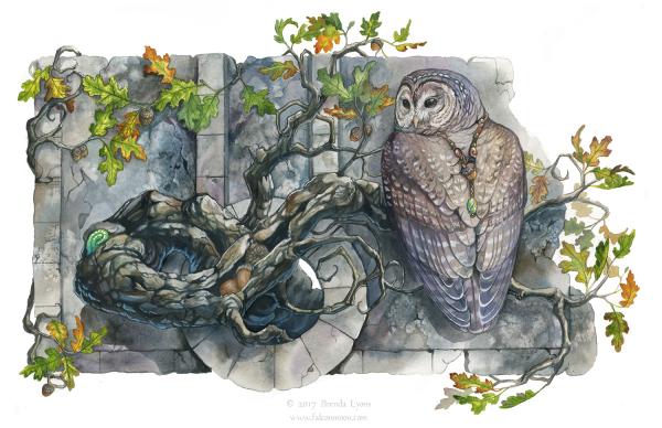 Stone Guardian II - Fantasy Owl Print