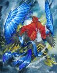 Fire and Ice - Original Fantasy Birds Painting