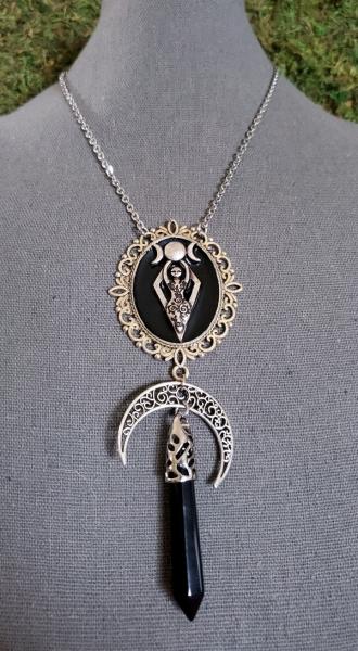 Triple moon goddess necklace set