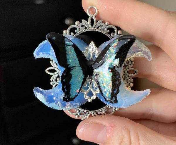 Butterfly and opalite pendant