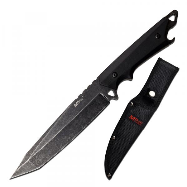Tactical Fixed Blade Knife with Bottle Opener, Black