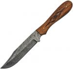 Engraved Scrollwork Damascus Knife