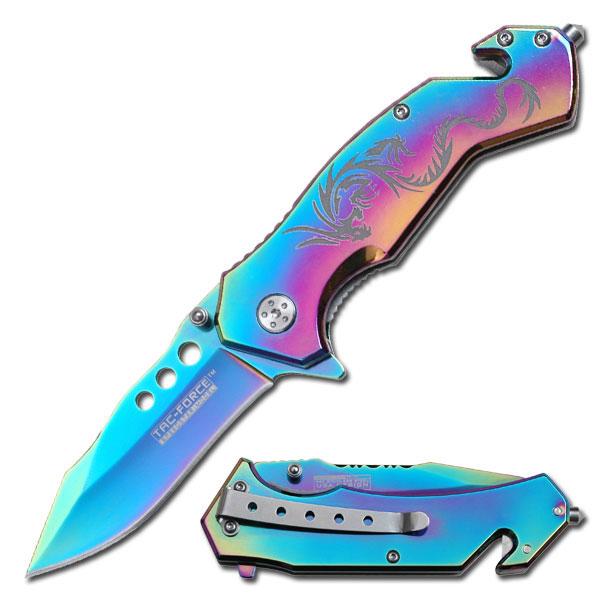 Rainbow Dragon Folding Knife, Large picture