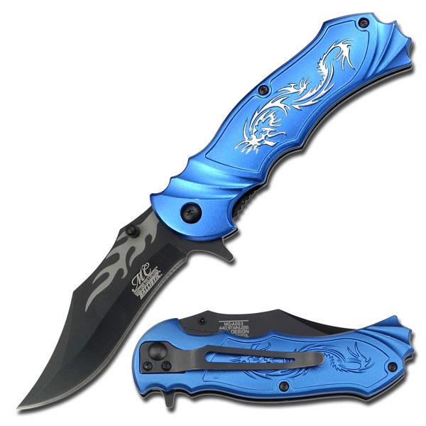 Dragon & Flame Folding Knife, Blue picture