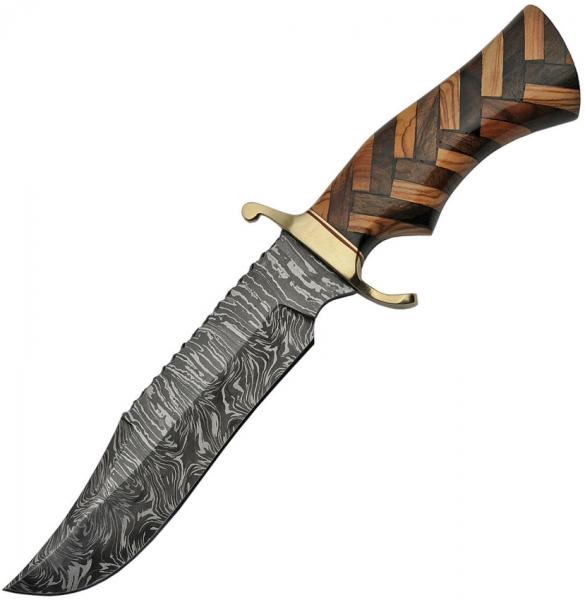Braided Bowie with Firestorm Pattern Damascus
