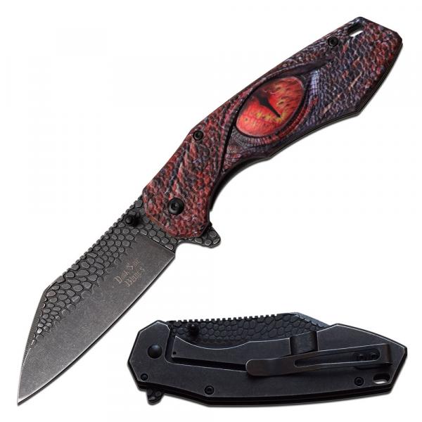 Textured Dragon Eye Folding Knife, Red