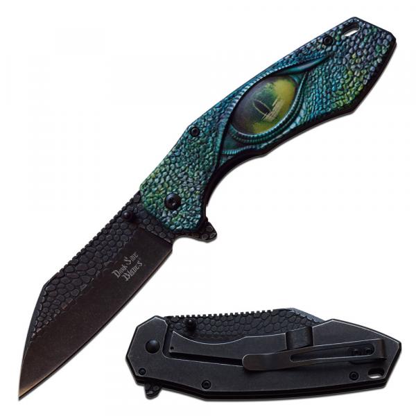 Textured Dragon Eye Folding Knife, Green