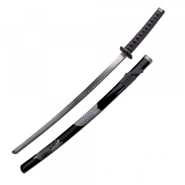 Katana, Black with White Floral, Costume Quality picture