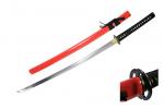 Katana, carbon steel with red scabbard