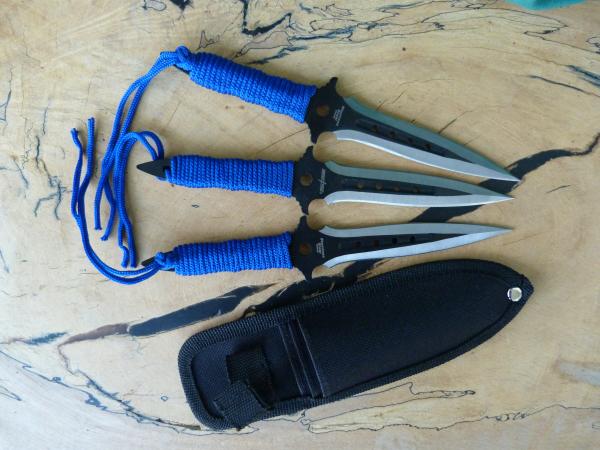 Throwing Knife Set, Blue Wrapped (3) picture