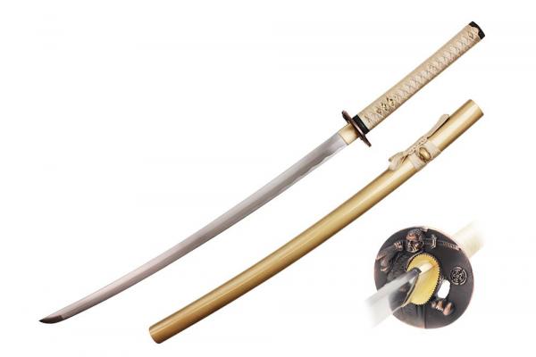 Katana, carbon steel with gold scabbard and ito (wrap) picture