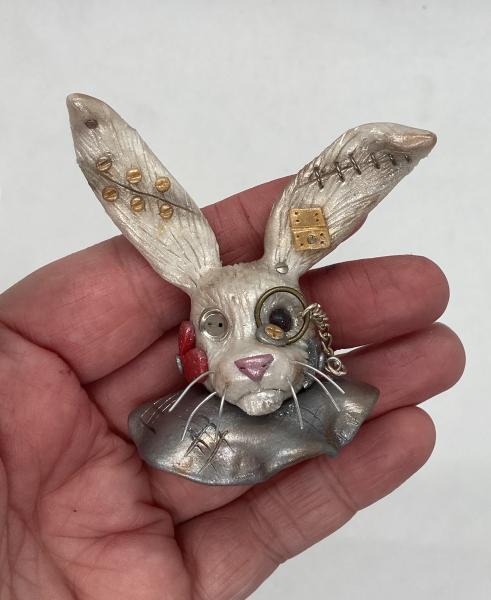 Steampunk Bunny Pins Polymer Clay picture