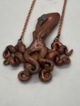 Octopus pendant, small copper steampunk style