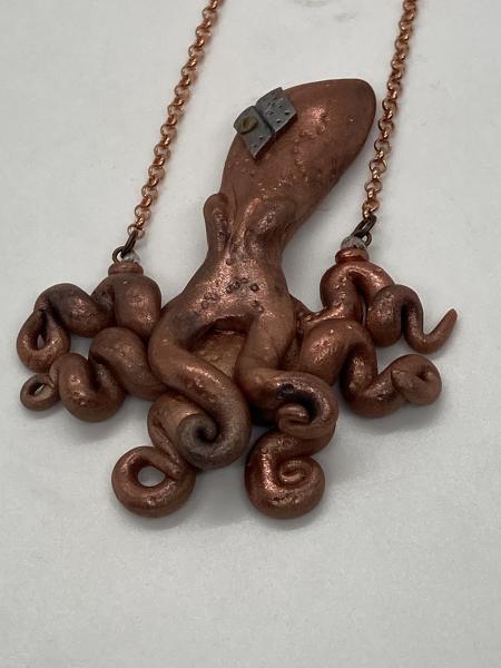 Octopus pendant, small copper steampunk style picture