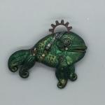 Green fish pin polymer clay