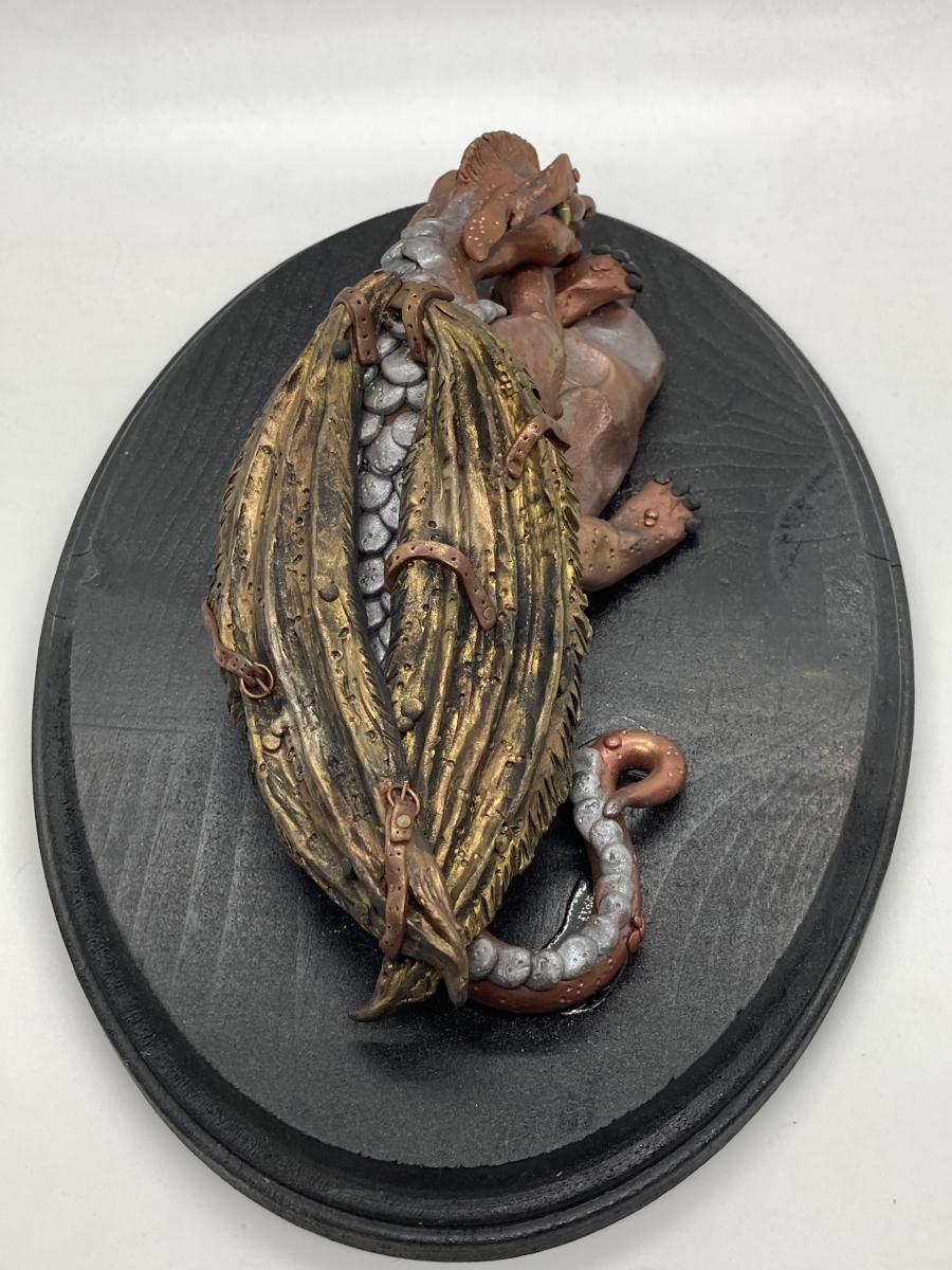 Metallic Dragon Sculpture Polymer Clay picture