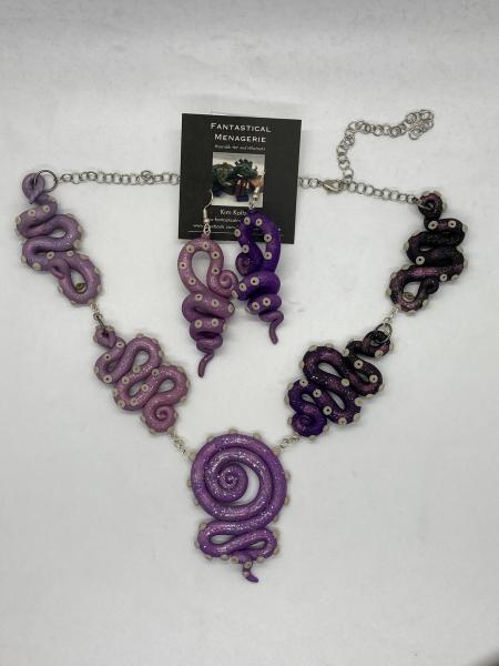 Purple Twilight Tentacle Necklace and Earrings