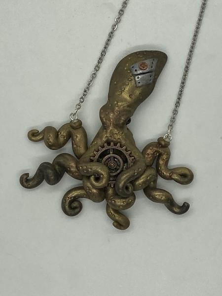 Octopus pendant gold small sized polymer clay picture