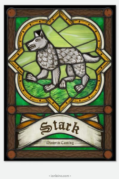 Game of Thrones "House Stark" - Stained Glass window cling picture