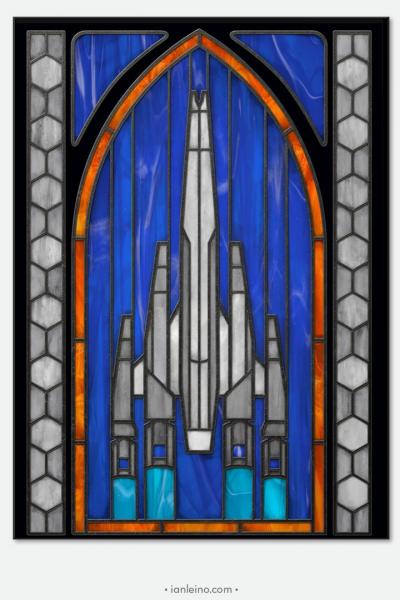 Mass Effect "Normandy" - Stained Glass window cling picture