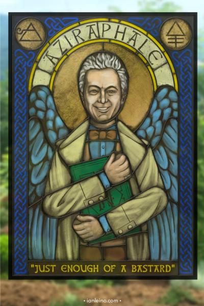 Aziraphale Icon - Stained Glass window cling picture