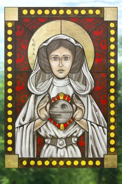 Princess Leia - icon style Stained Glass window cling picture