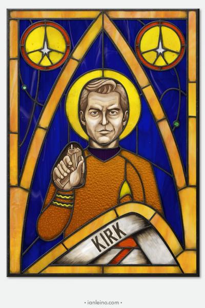 Captain Kirk Icon - Stained Glass window cling picture