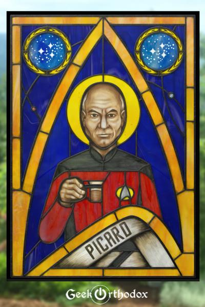 Picard Icon - Stained Glass window cling picture