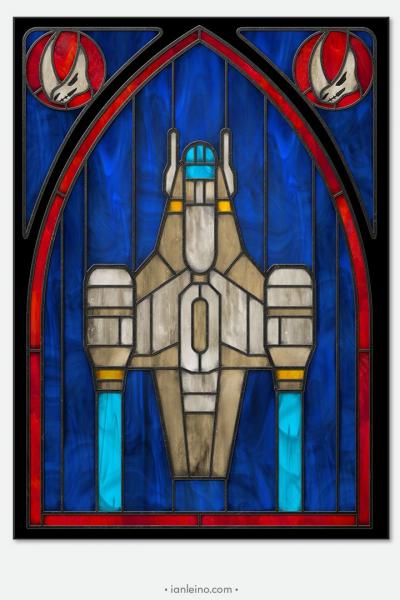 Mandalorian “Razor Crest” - Stained Glass Window Cling picture