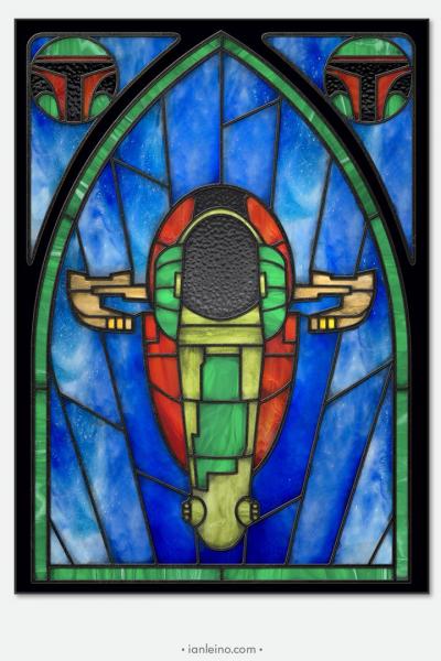 Star Wars “Slave 1” - Stained Glass window cling picture