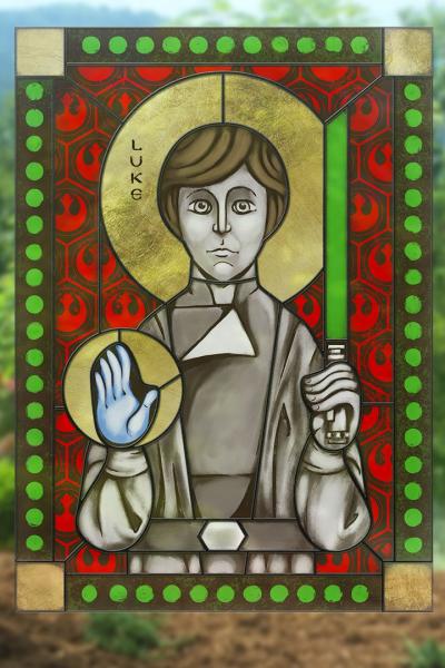 Luke Skywalker- icon style Stained Glass window cling picture