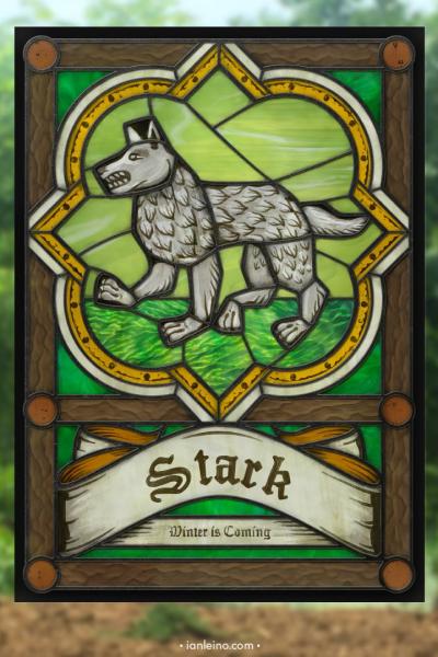 Game of Thrones "House Stark" - Stained Glass window cling picture