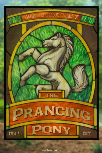 The Prancing Pony - Pub Sign Stained Glass window cling picture