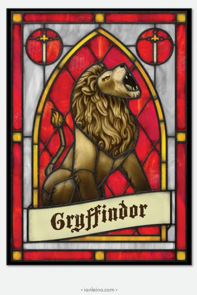 Hogwarts "Gryffindor" - Stained Glass window cling picture