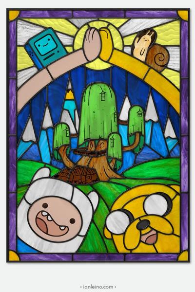 Time for Adventure - Stained Glass window cling