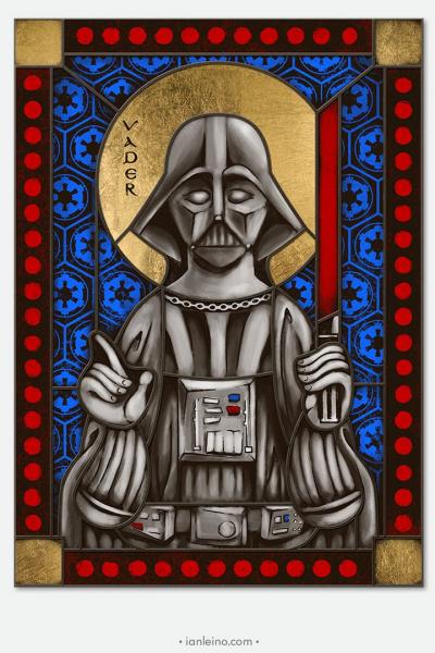 Darth Vader - icon style Stained Glass window cling picture