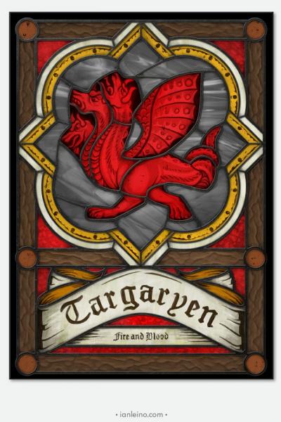 Game of Thrones "House Targaryen" - Stained Glass window cling picture