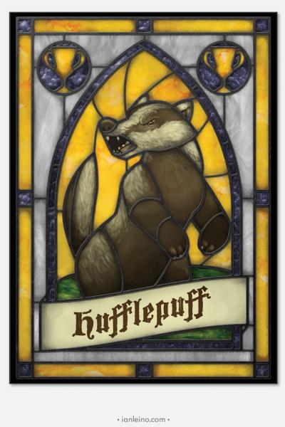 Hogwarts "Hufflepuff" - Stained Glass window cling picture