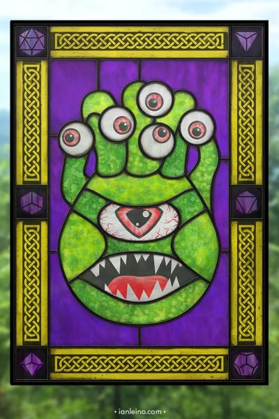 D&D Beholder - Stained Glass window cling picture